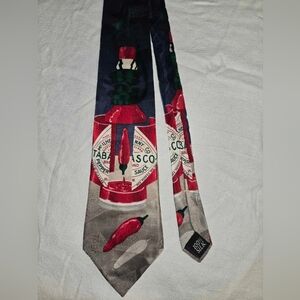 Tabasco Themed Men's Tie - Red and Gray
